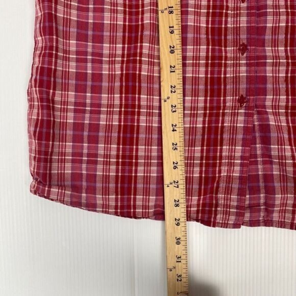 VTG Mickey Unlimited Disney Size 26/28 Women Top Red Plaid Embroidered sleeveles - Picture 8 of 13
